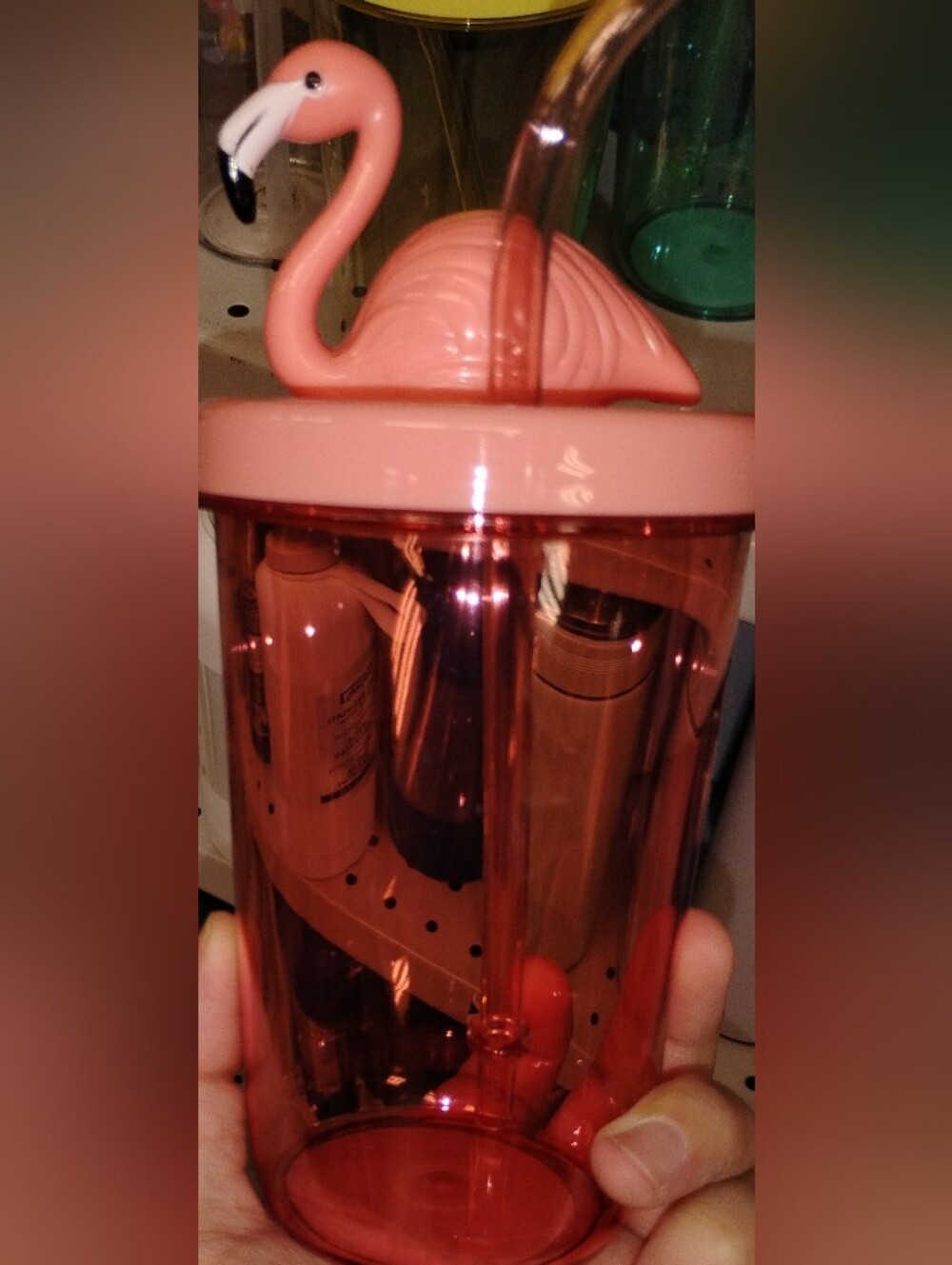 Pink Flamingo Acrylic Tumbler with Straw